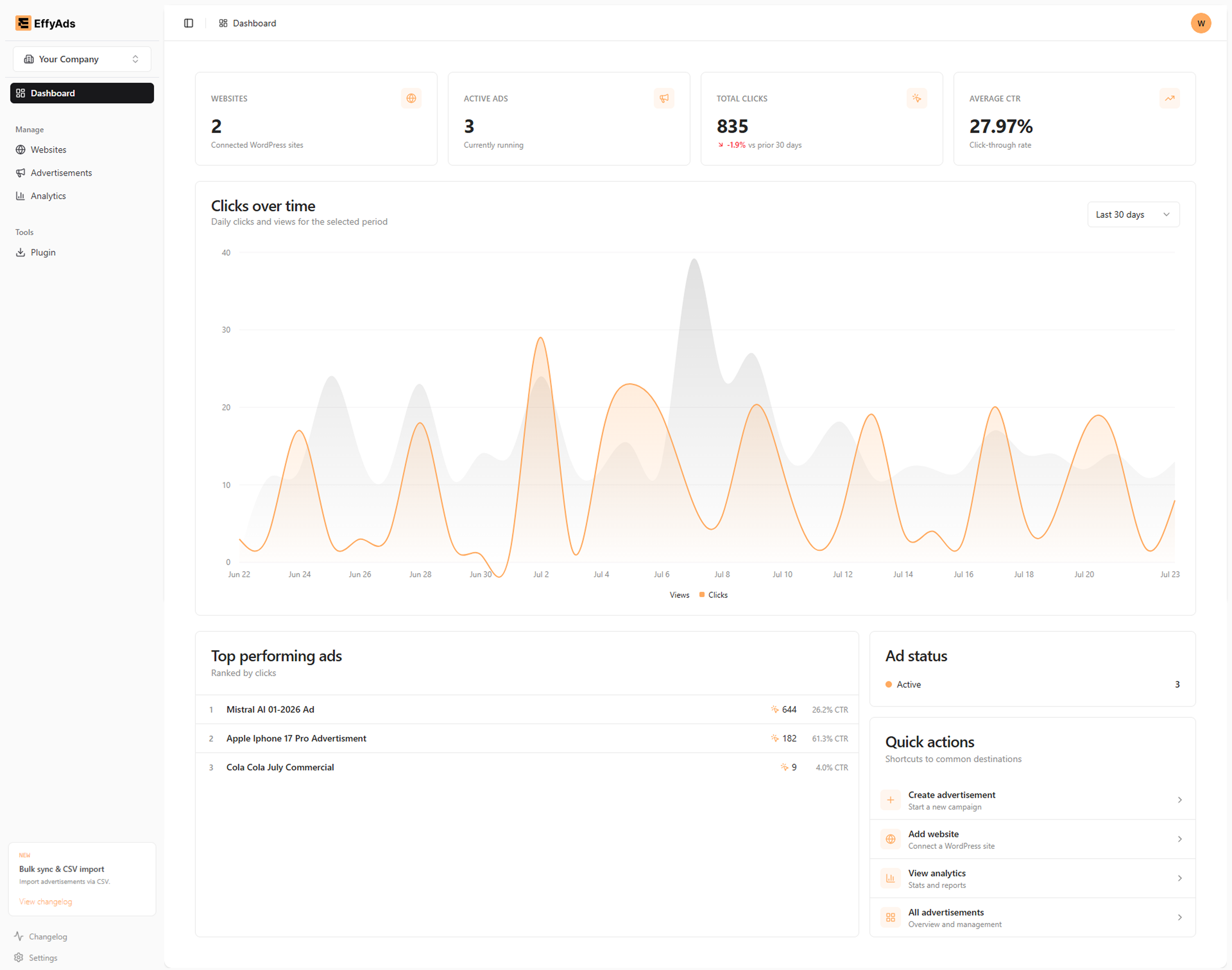 Wizr dashboard